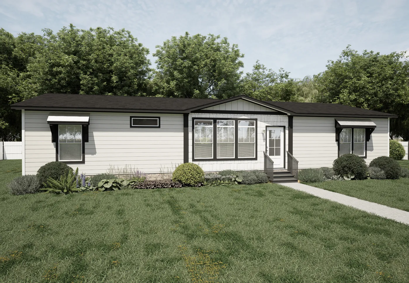 The THE OCEANSIDE 3 Exterior. This Manufactured Mobile Home features 3 bedrooms and 2 baths.