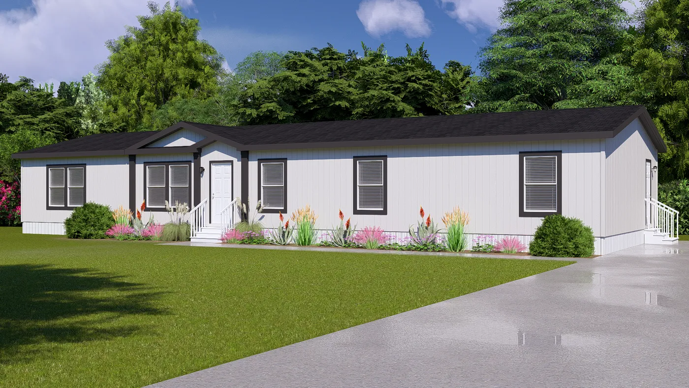 The ABSOLUTE VALUE Exterior. This Manufactured Mobile Home features 4 bedrooms and 2 baths.