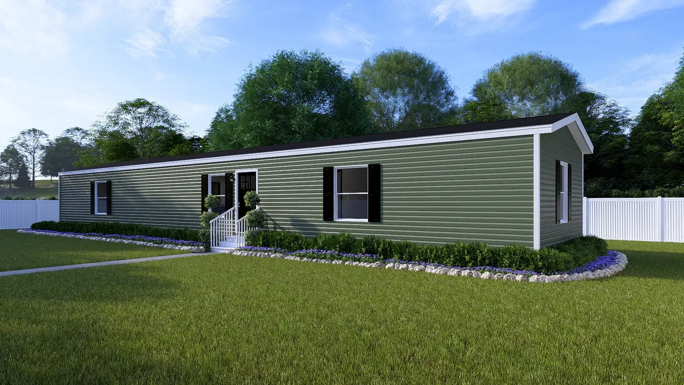 The COLOSSAL Exterior in Olive Vinyl. This Manufactured Mobile Home features 3 bedrooms and 2 baths.