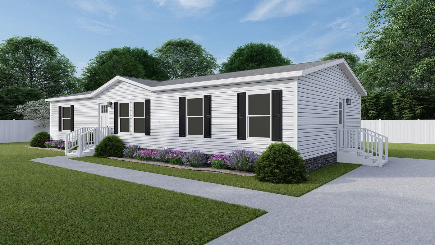 The EXPLORER NEW Exterior. This Manufactured Mobile Home features 3 bedrooms and 2 baths.