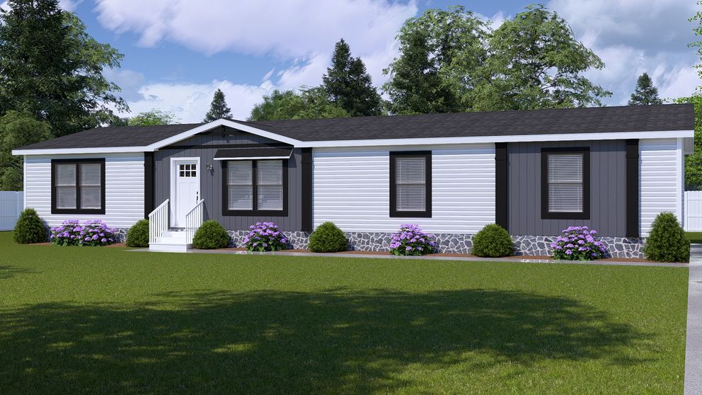 The EVERETT Exterior. This Manufactured Mobile Home features 4 bedrooms and 3 baths.