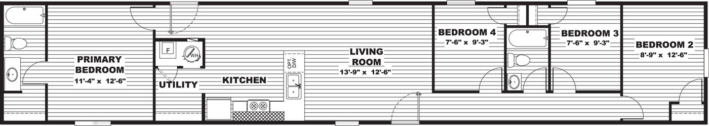 The CYPRESS Exterior. This Manufactured Mobile Home features 4 bedrooms and 2 baths.