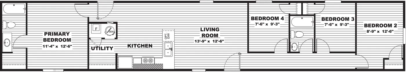 The CYPRESS Exterior. This Manufactured Mobile Home features 4 bedrooms and 2 baths.