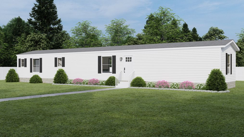 The ZION Exterior - Basic - White. This Manufactured Mobile Home features 3 bedrooms and 2 baths.
