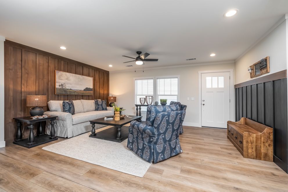 The LEAN ON ME Exterior. This Manufactured Mobile Home features 3 bedrooms and 2 baths.