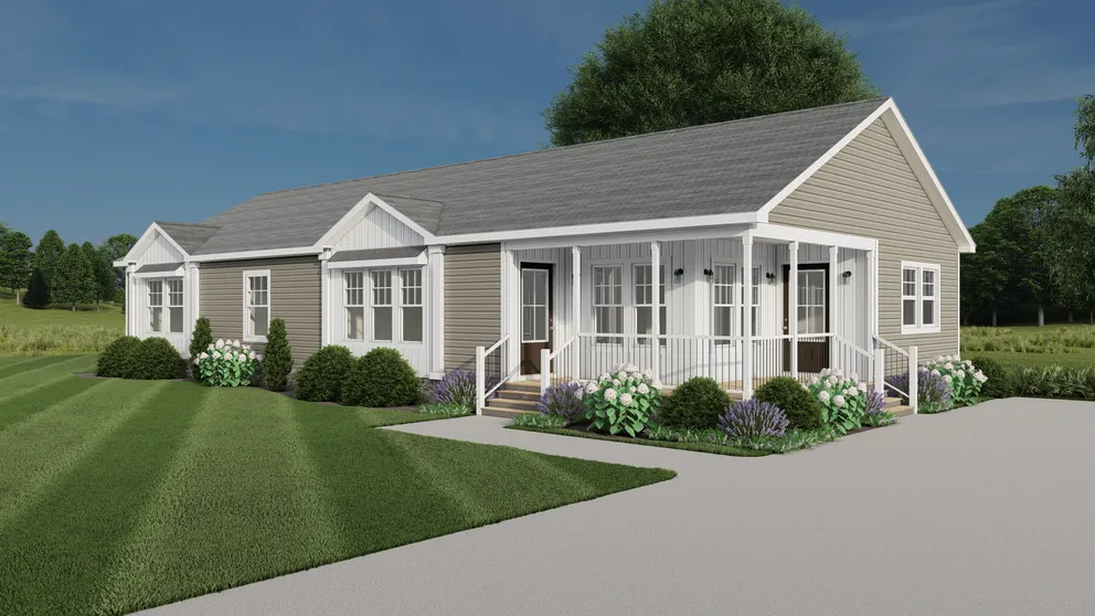 The 1442 CAROLINA SOUTHERN COMFORT Exterior. This Manufactured Mobile Home features 3 bedrooms and 2 baths.