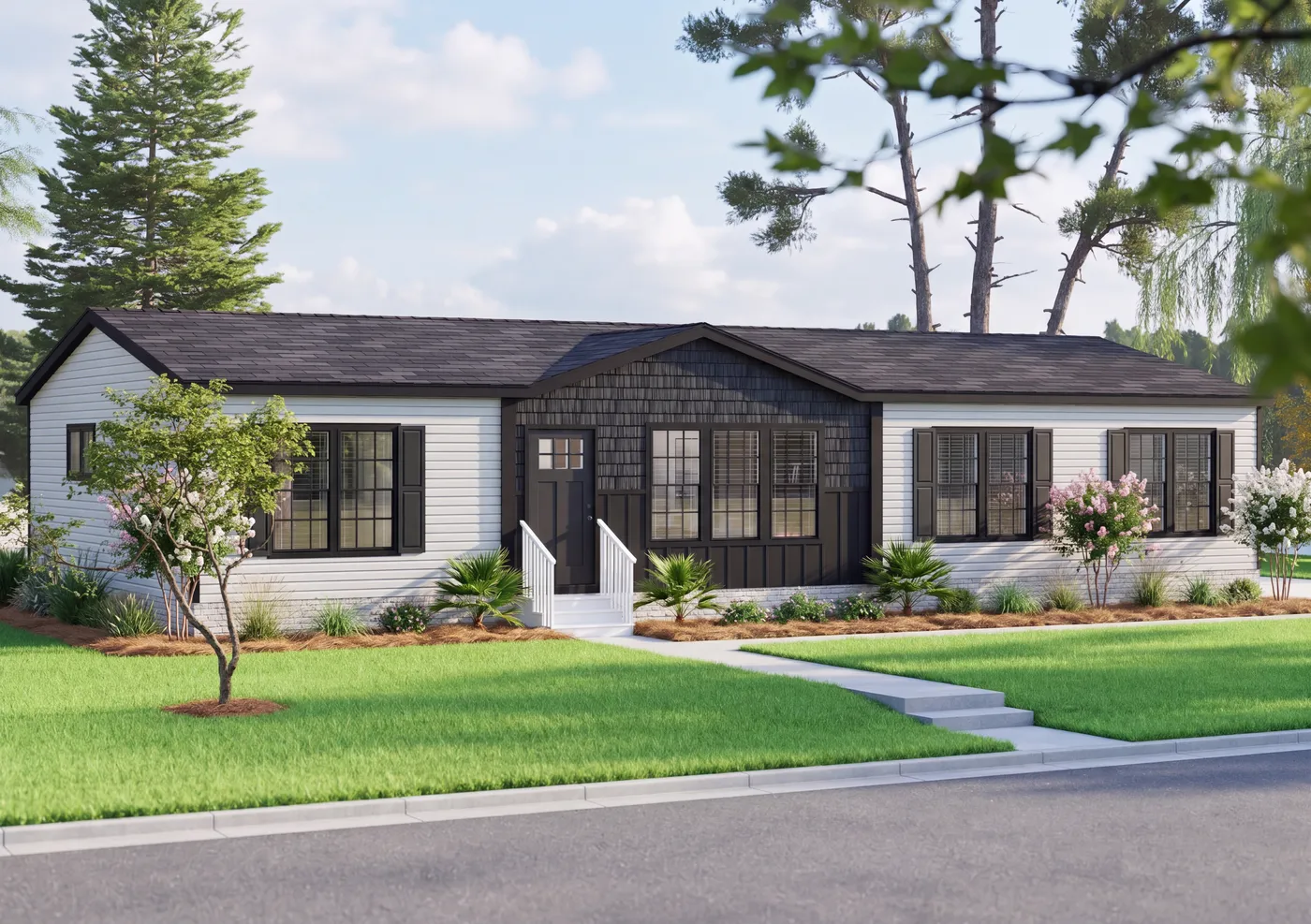 The THE ELITE Exterior. This Manufactured Mobile Home features 3 bedrooms and 2 baths.
