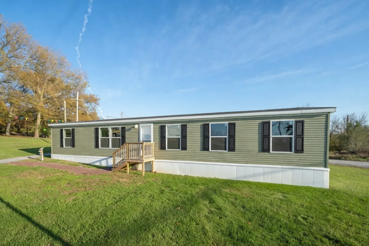 The GARNET Exterior. This Manufactured Mobile Home features 3 bedrooms and 2 baths.