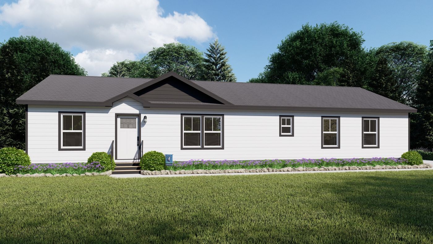 The 50TH ANNIVERSARY MOD Exterior. This Modular Home features 3 bedrooms and 2 baths.