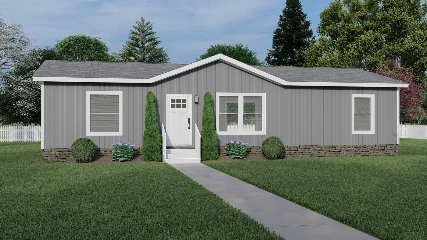 The DESOTO Exterior. This Manufactured Mobile Home features 3 bedrooms and 2 baths.