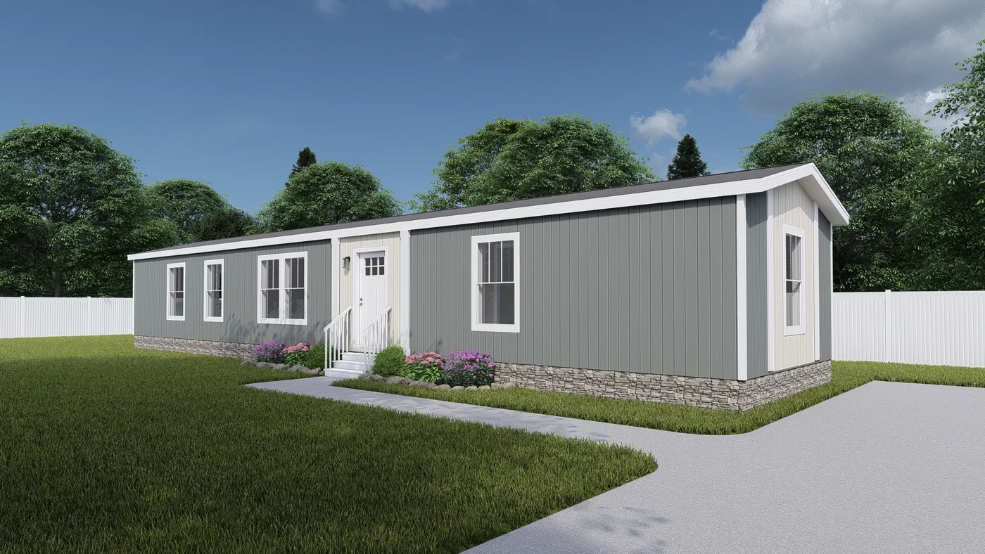 The RHYTHM NATION Exterior. This Manufactured Mobile Home features 3 bedrooms and 2 baths.