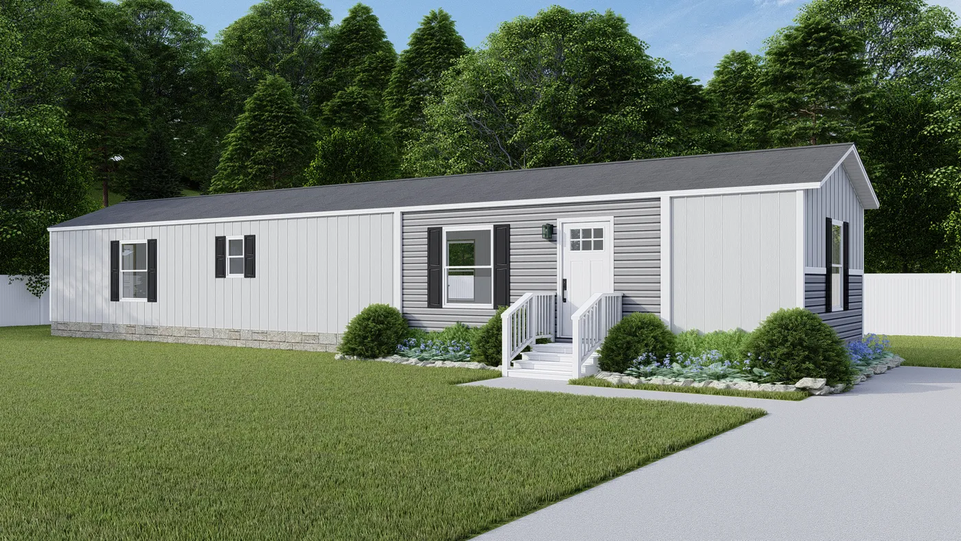 The TIDE Exterior. This Manufactured Mobile Home features 2 bedrooms and 2 baths.