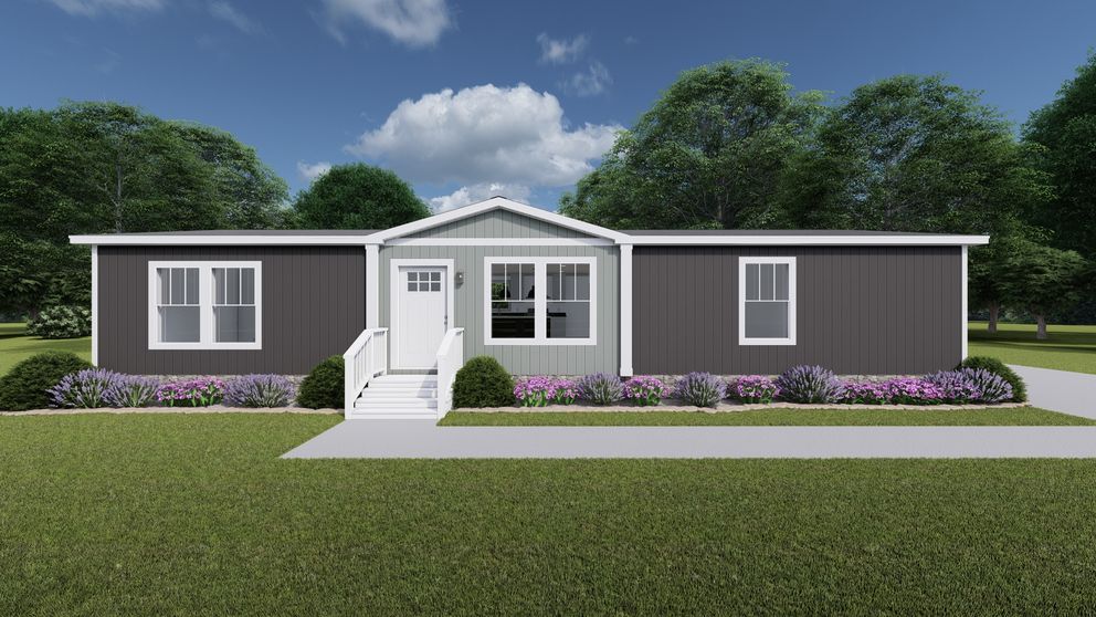The WONDERFUL WORLD Exterior. This Manufactured Mobile Home features 3 bedrooms and 2 baths.