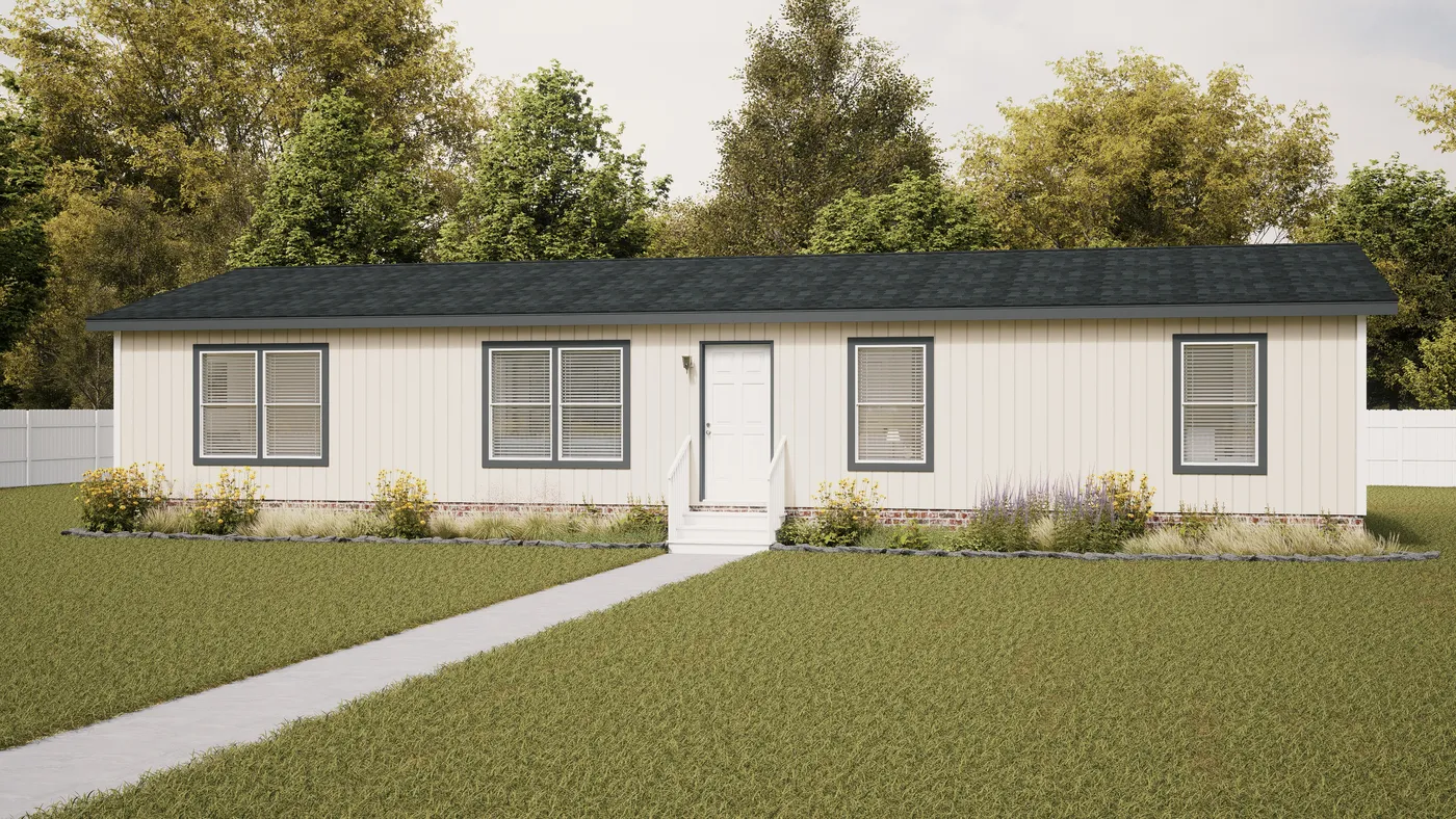 The SLE 561F Exterior. This Manufactured Mobile Home features 3 bedrooms and 2 baths.