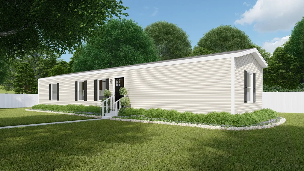 The THE INTUITION Exterior with Mist Vinyl. This Manufactured Mobile Home features 3 bedrooms and 2 baths.