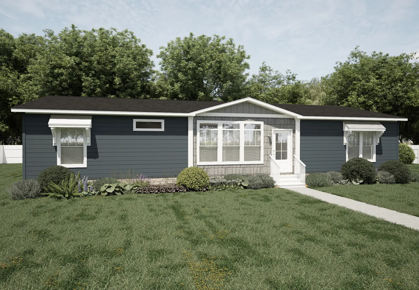 The THE OCEANSIDE 3 Exterior. This Manufactured Mobile Home features 3 bedrooms and 2 baths.