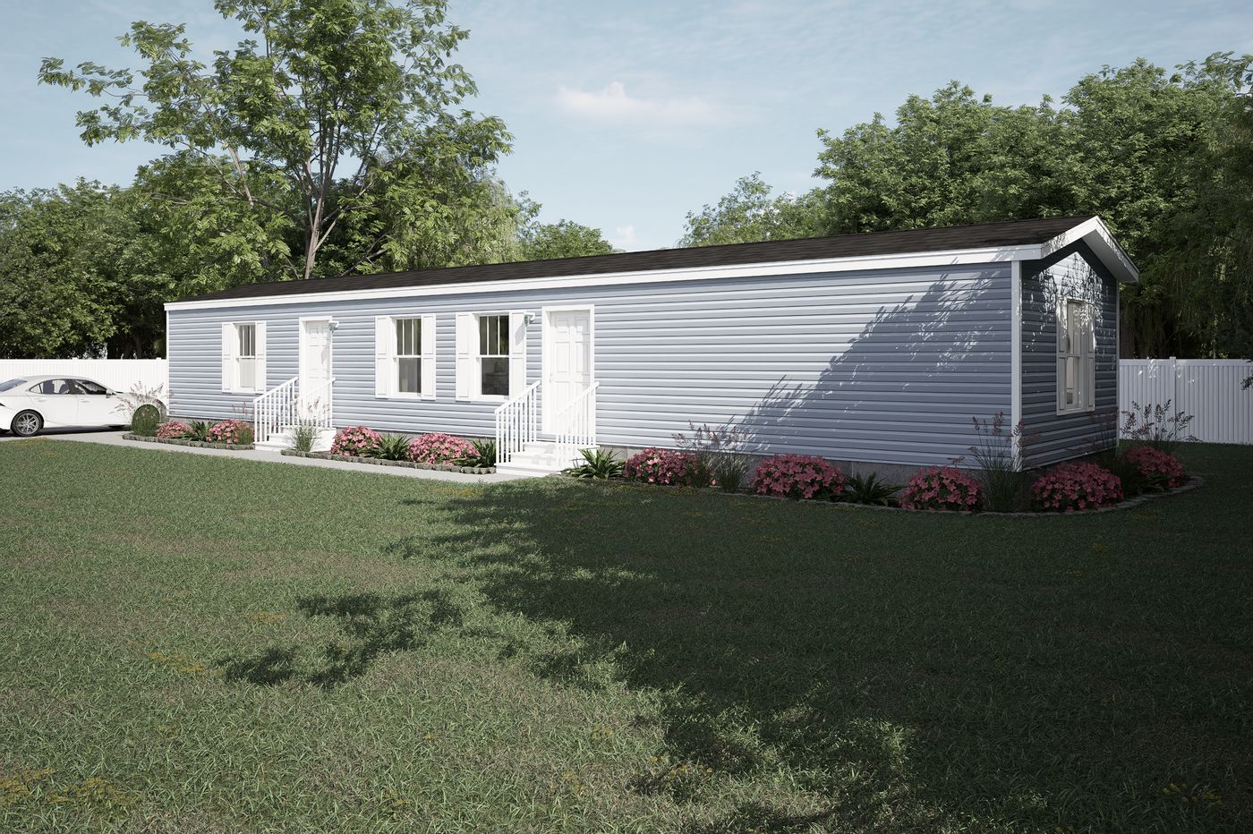 The 6616-SW022 Exterior. This Manufactured Mobile Home features 3 bedrooms and 2 baths.