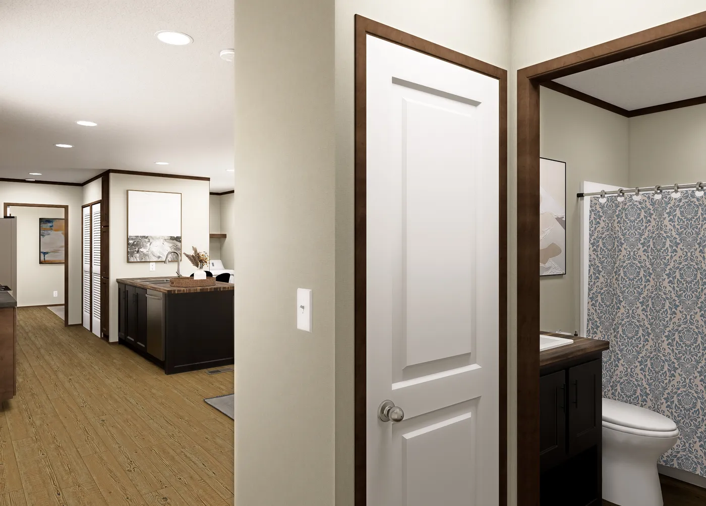 The LEWIS Exterior. This Manufactured Mobile Home features 2 bedrooms and 2 baths.