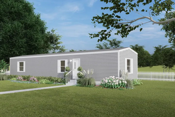 The DELIGHT Exterior. This Manufactured Mobile Home features 2 bedrooms and 2 baths.