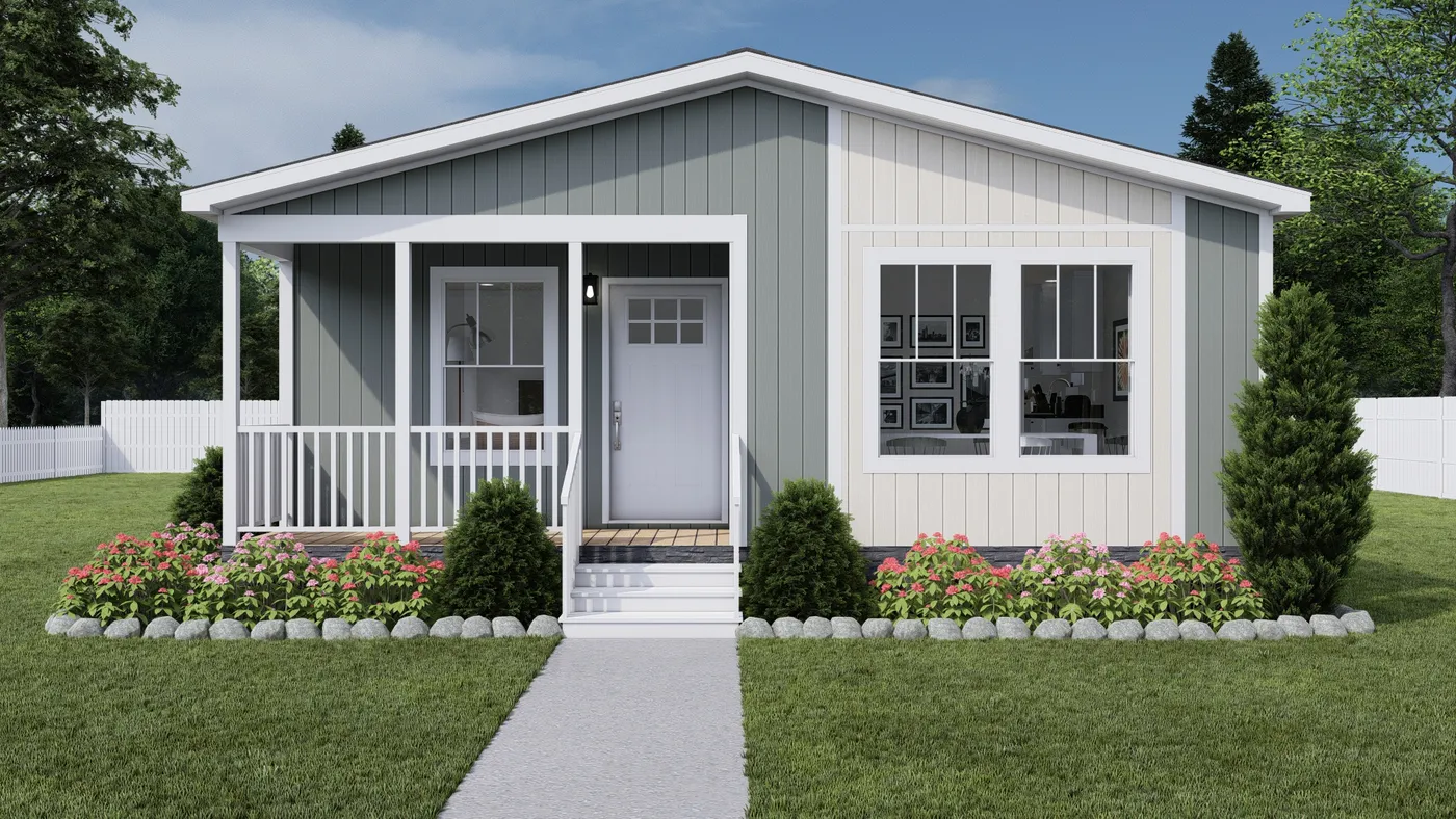 The STAYIN' ALIVE Exterior. This Manufactured Mobile Home features 3 bedrooms and 2 baths.
