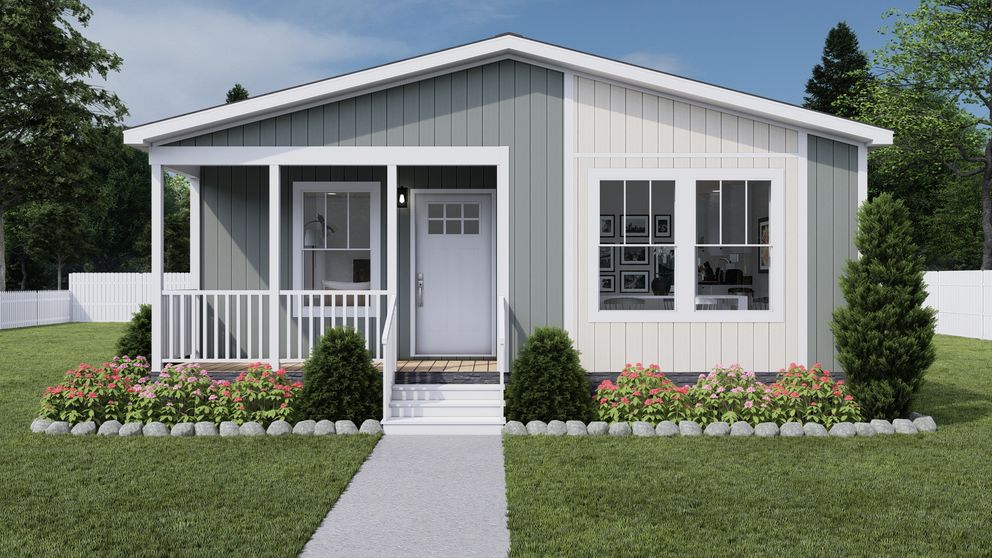 The STAYIN' ALIVE Exterior. This Manufactured Mobile Home features 3 bedrooms and 2 baths.