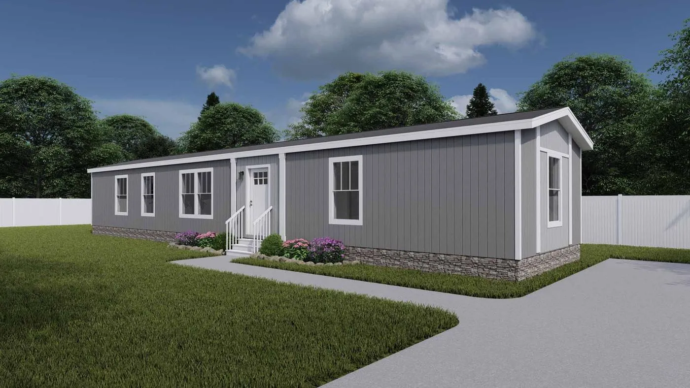 The RHYTHM NATION Exterior. This Manufactured Mobile Home features 3 bedrooms and 2 baths.