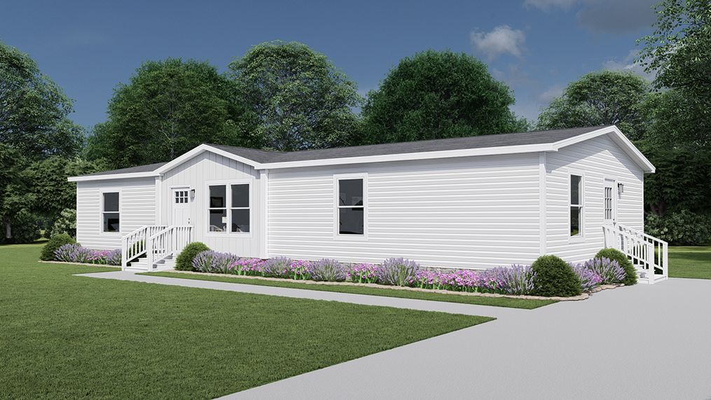 The LOVELY DAY Exterior. This Manufactured Mobile Home features 4 bedrooms and 2 baths.