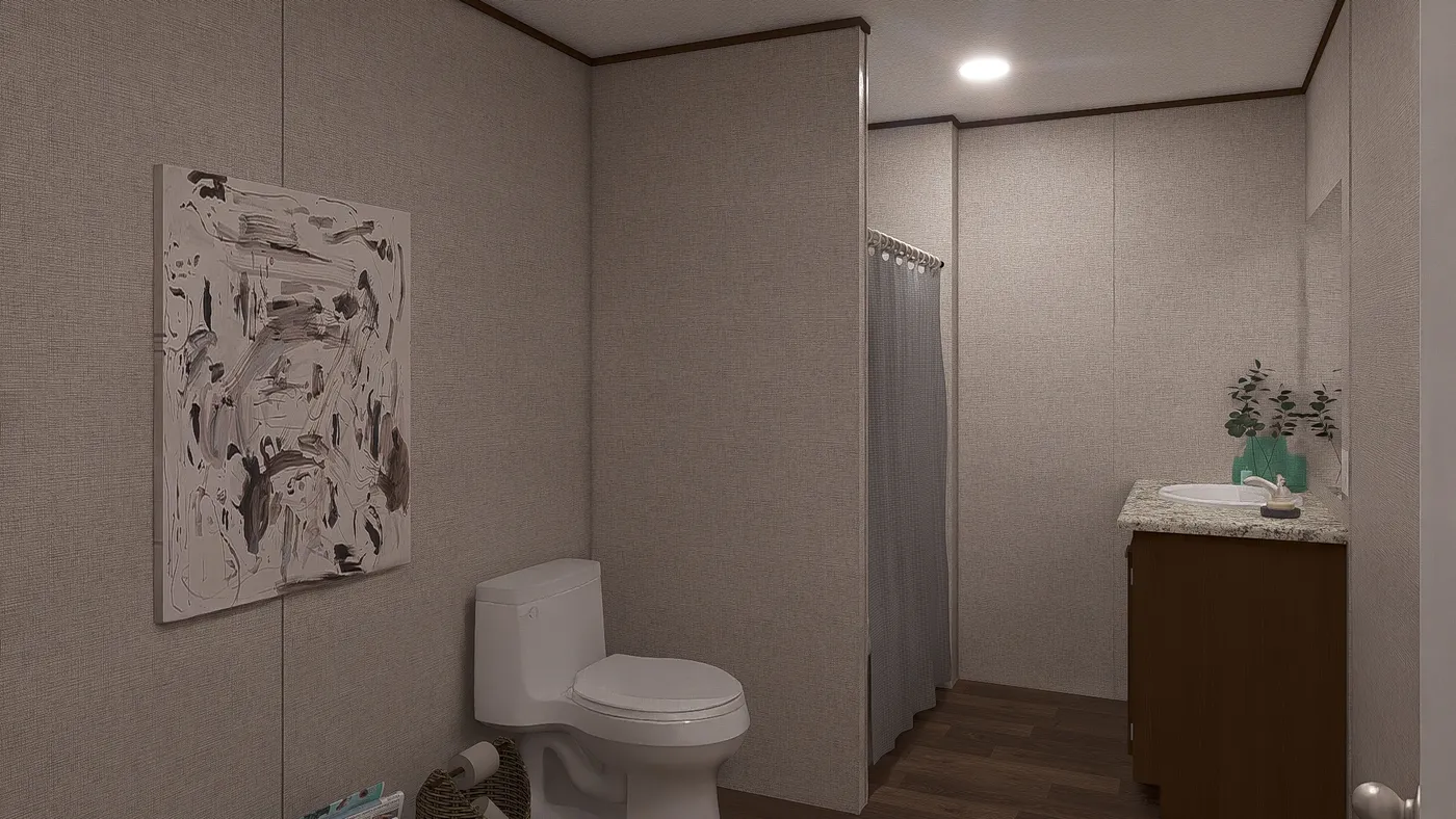 The SPRUCE Exterior. This Manufactured Mobile Home features 3 bedrooms and 2 baths.