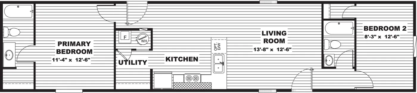 The DOGWOOD Exterior. This Manufactured Mobile Home features 2 bedrooms and 2 baths.