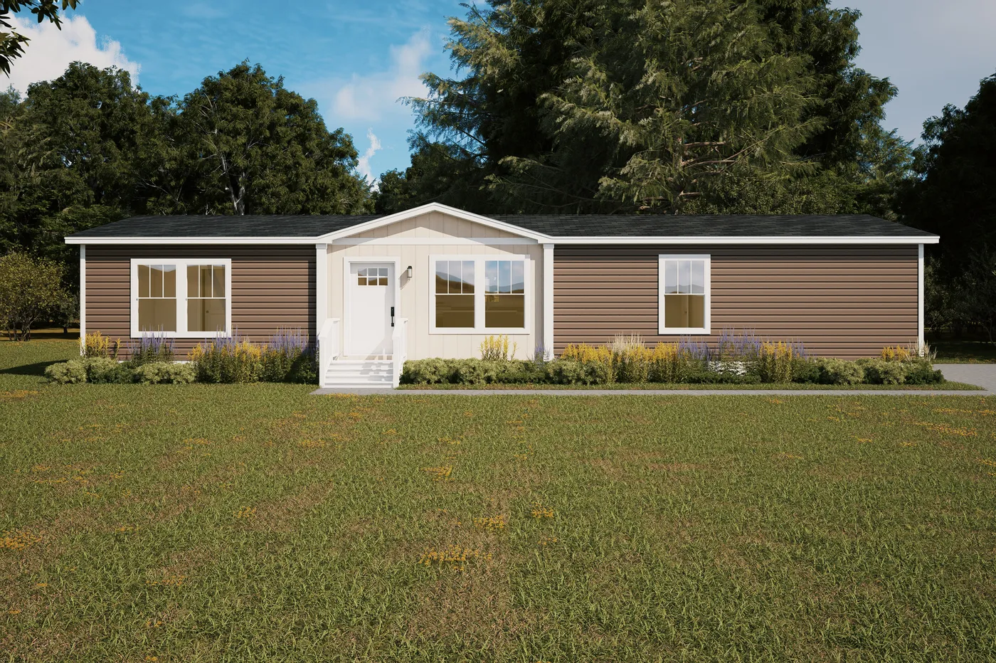 The FORTE Exterior. This Manufactured Mobile Home features 4 bedrooms and 2 baths.