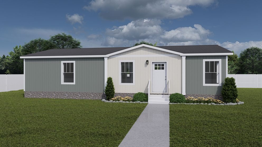 The UNDER PRESSURE Exterior. This Manufactured Mobile Home features 3 bedrooms and 2 baths.