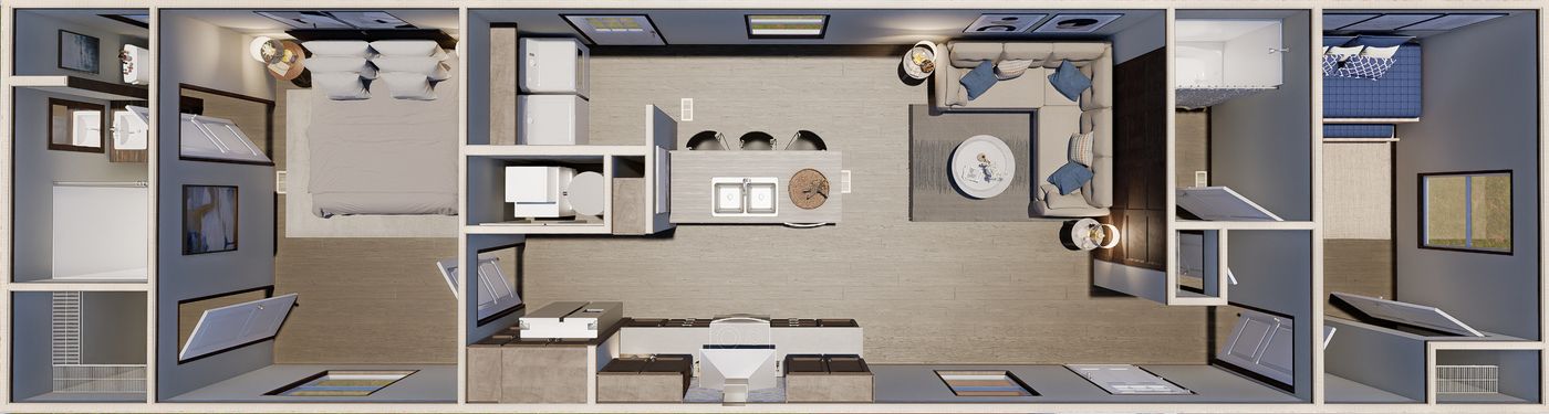 The LEWIS Exterior. This Manufactured Mobile Home features 2 bedrooms and 2 baths.