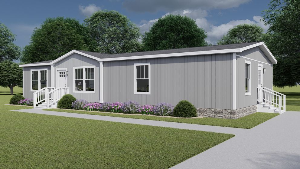 The LET IT BE Exterior. This Modular Home features 3 bedrooms and 2 baths.
