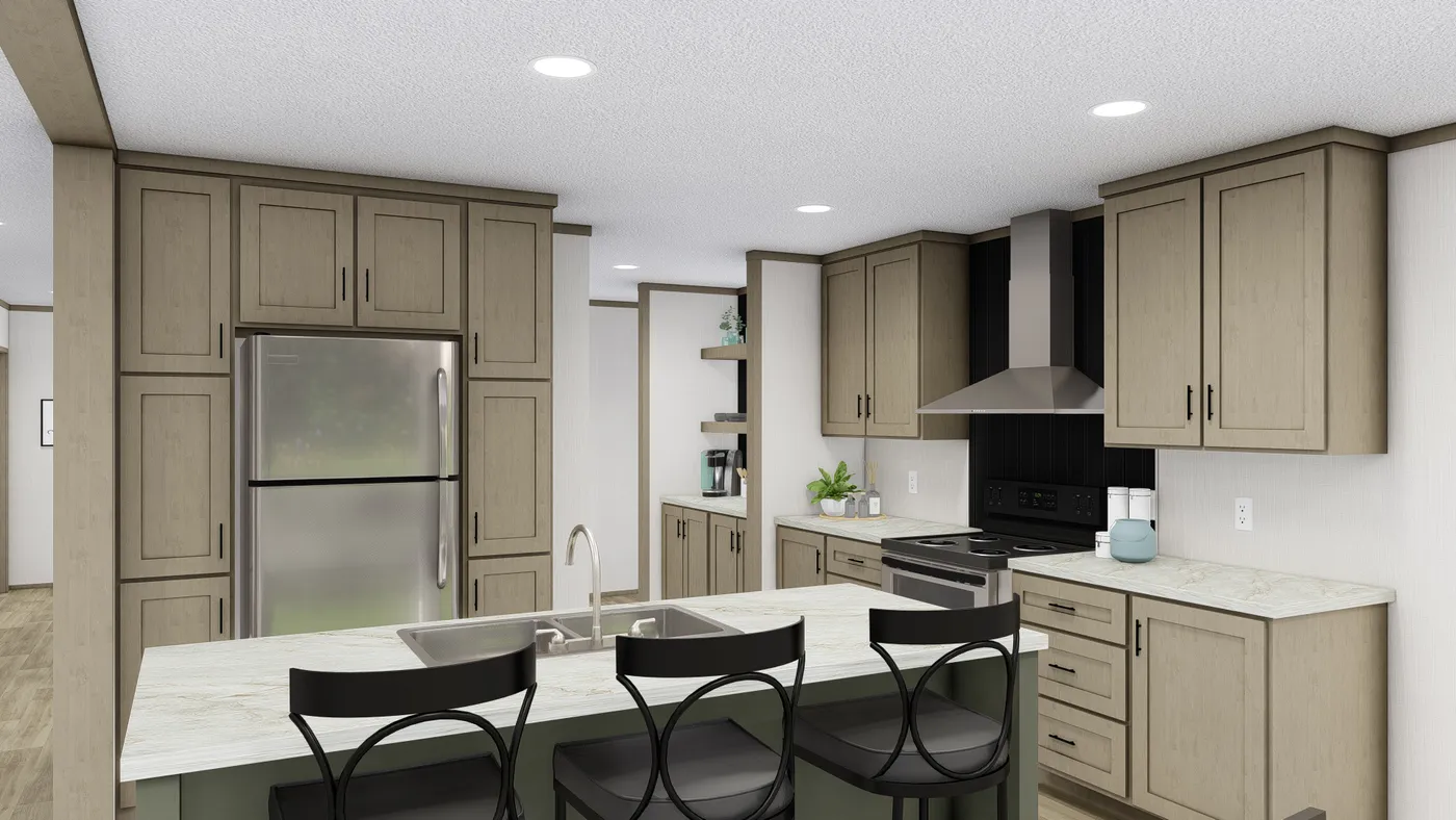 The COOK 28X52 Exterior. This Manufactured Mobile Home features 3 bedrooms and 2 baths.