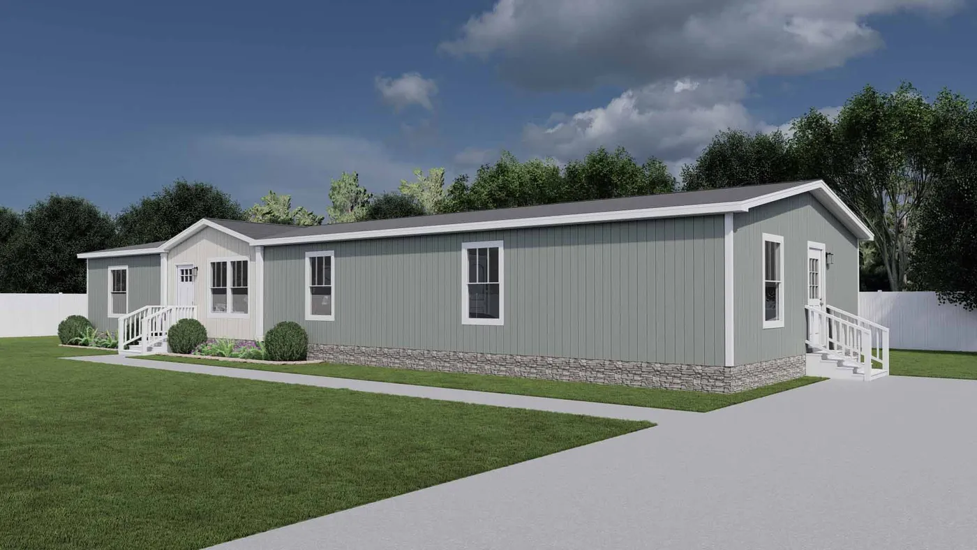The SUPERFLY Exterior. This Manufactured Mobile Home features 4 bedrooms and 2 baths.