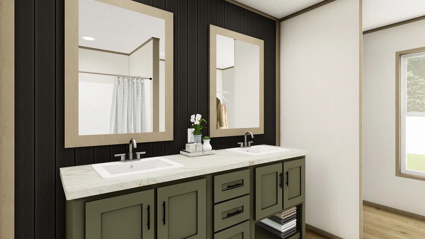 The EXPLORER NEW Exterior. This Manufactured Mobile Home features 3 bedrooms and 2 baths.