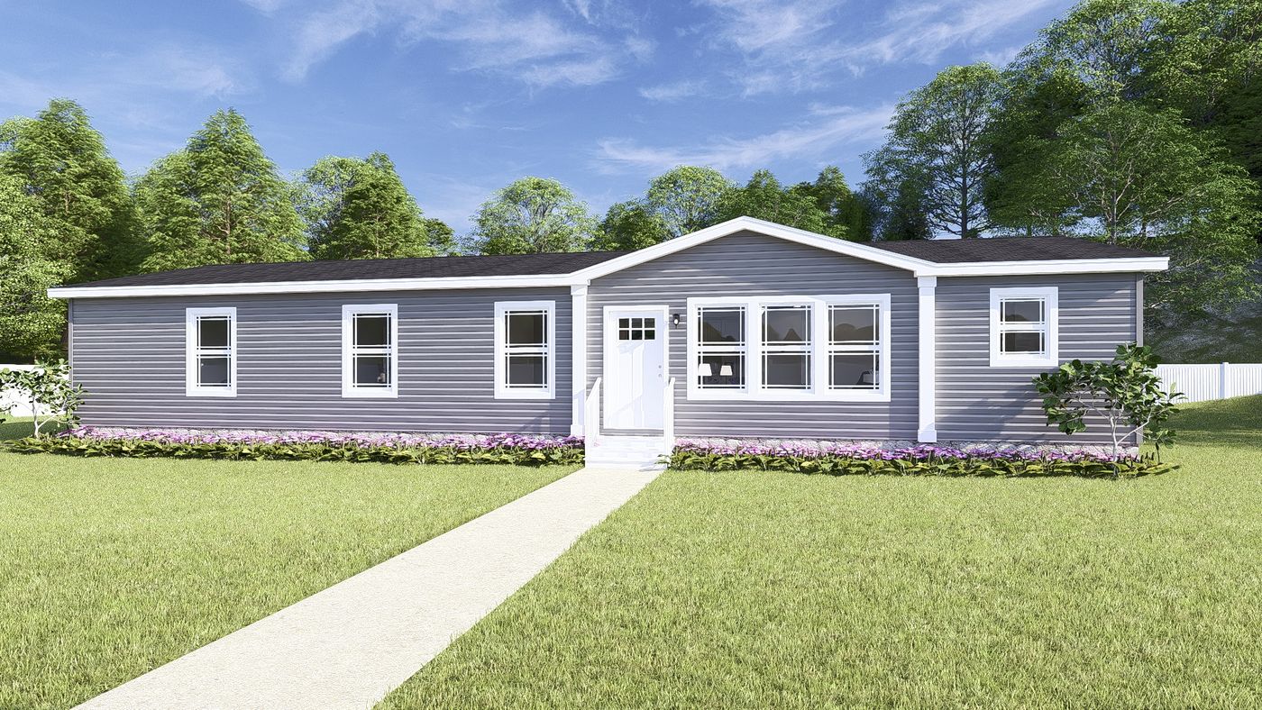 The THE BREEZE 64 Exterior. This Manufactured Mobile Home features 4 bedrooms and 2 baths.