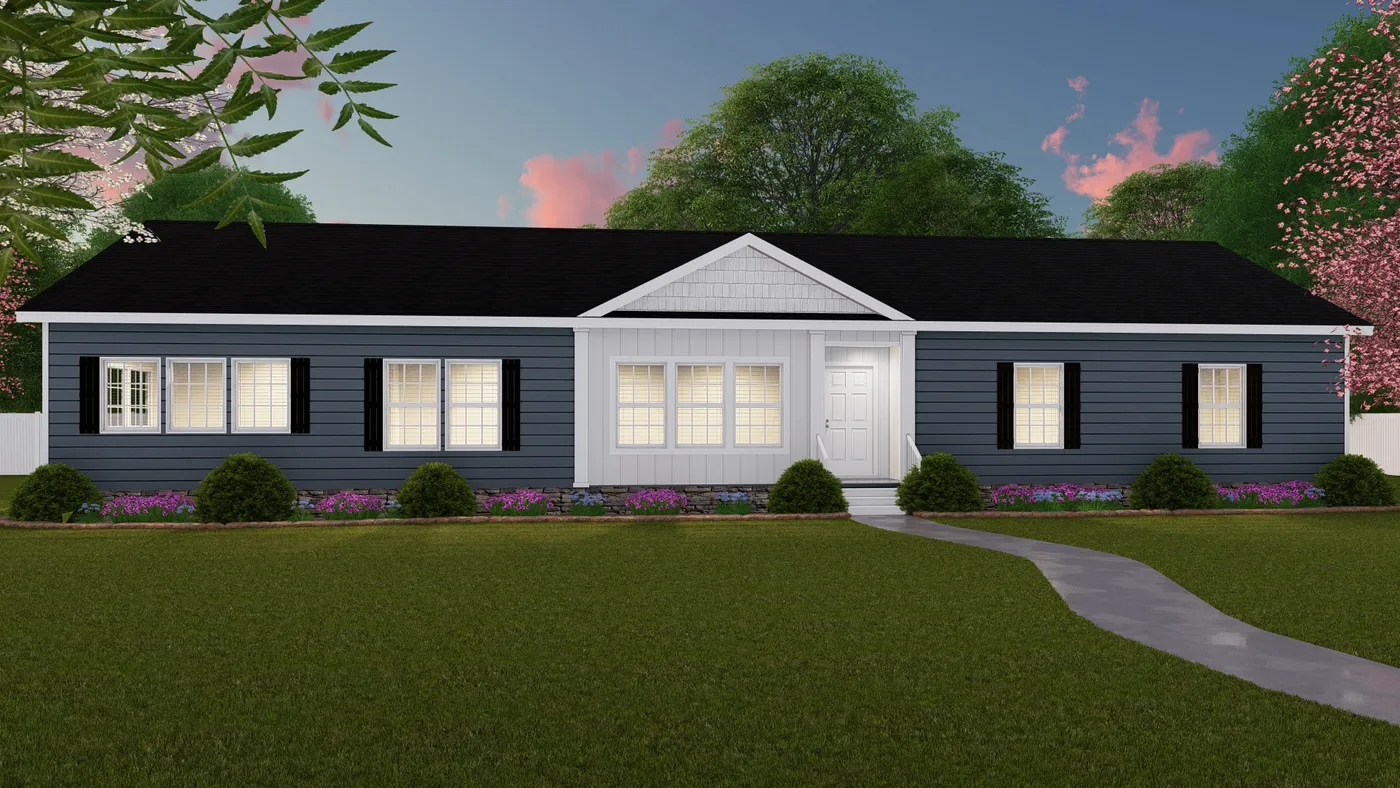 The 3458 MOD 76X32 CAROLINA RAELYN Exterior. This Modular Home features 4 bedrooms and 2 baths.