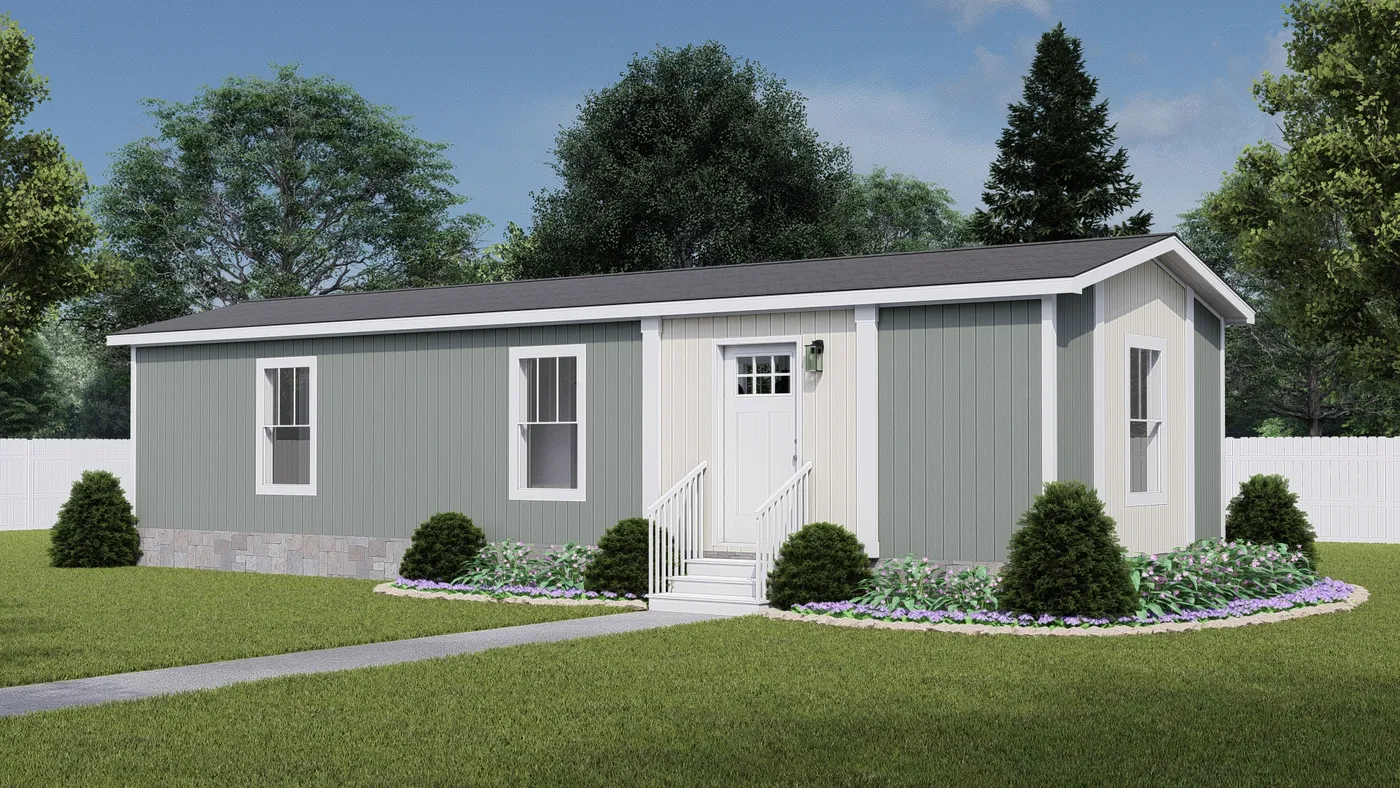 The YESTERDAY Exterior. This Manufactured Mobile Home features 1 bedroom and 1 bath.