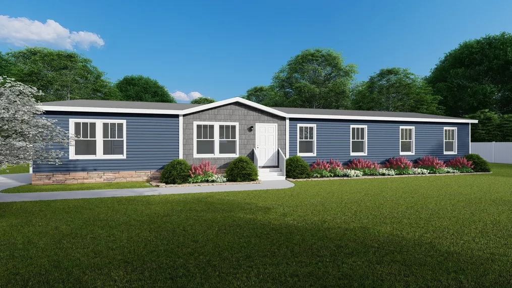 The 5425 "RIDGE" 7628 Exterior. This Manufactured Mobile Home features 4 bedrooms and 2 baths.