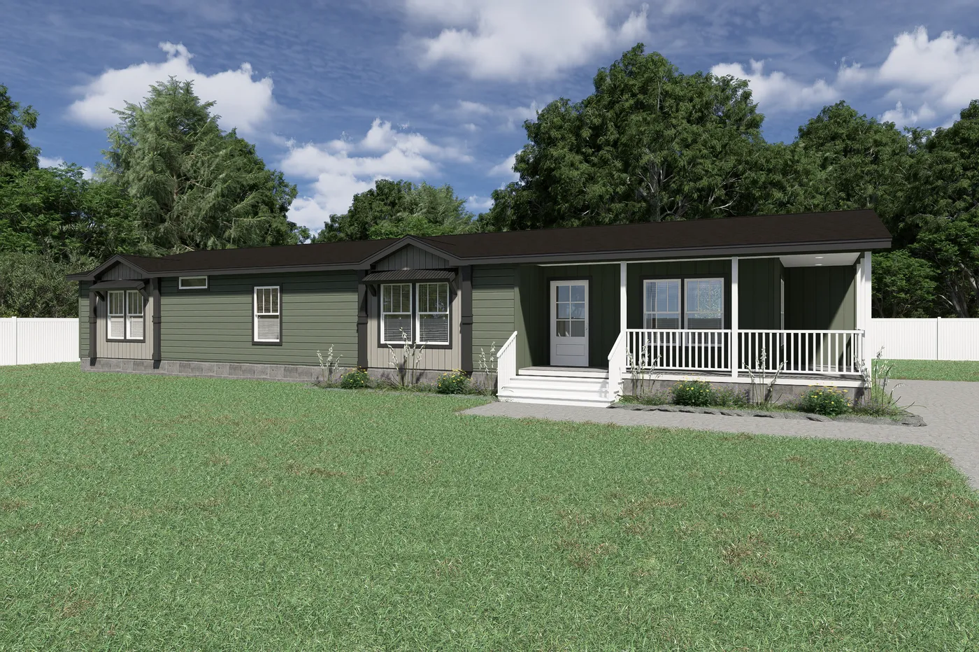 The THE SEDONA 4 Exterior. This Manufactured Mobile Home features 4 bedrooms and 2 baths.
