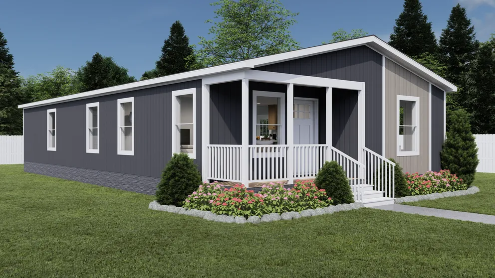 The STAYIN' ALIVE Exterior. This Manufactured Mobile Home features 3 bedrooms and 2 baths. Zombie, Desert Dune and Delicate White. 
