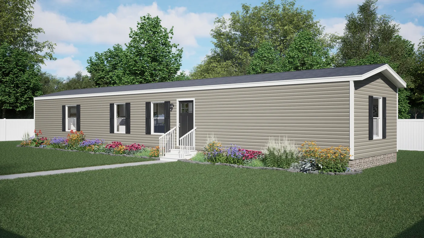 The DYNAMIC Exterior. This Manufactured Mobile Home features 3 bedrooms and 2 baths.