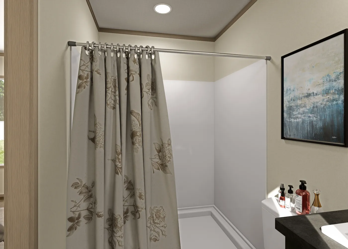 The CORTES Exterior. This Manufactured Mobile Home features 2 bedrooms and 2 baths.