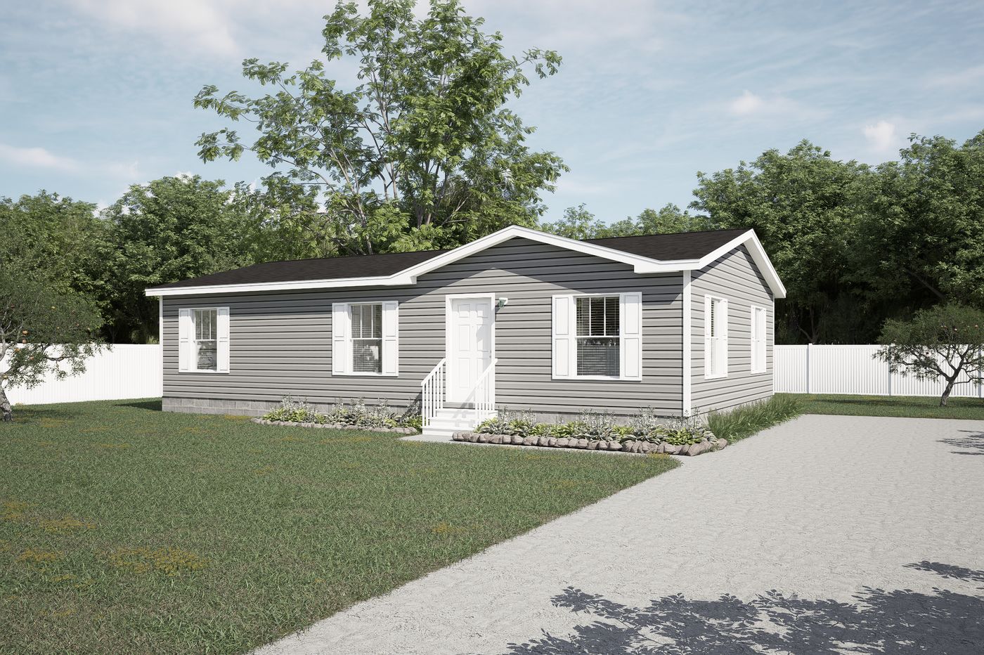 The 4428-MS066 BLUFFTON Exterior. This Manufactured Mobile Home features 3 bedrooms and 2 baths.