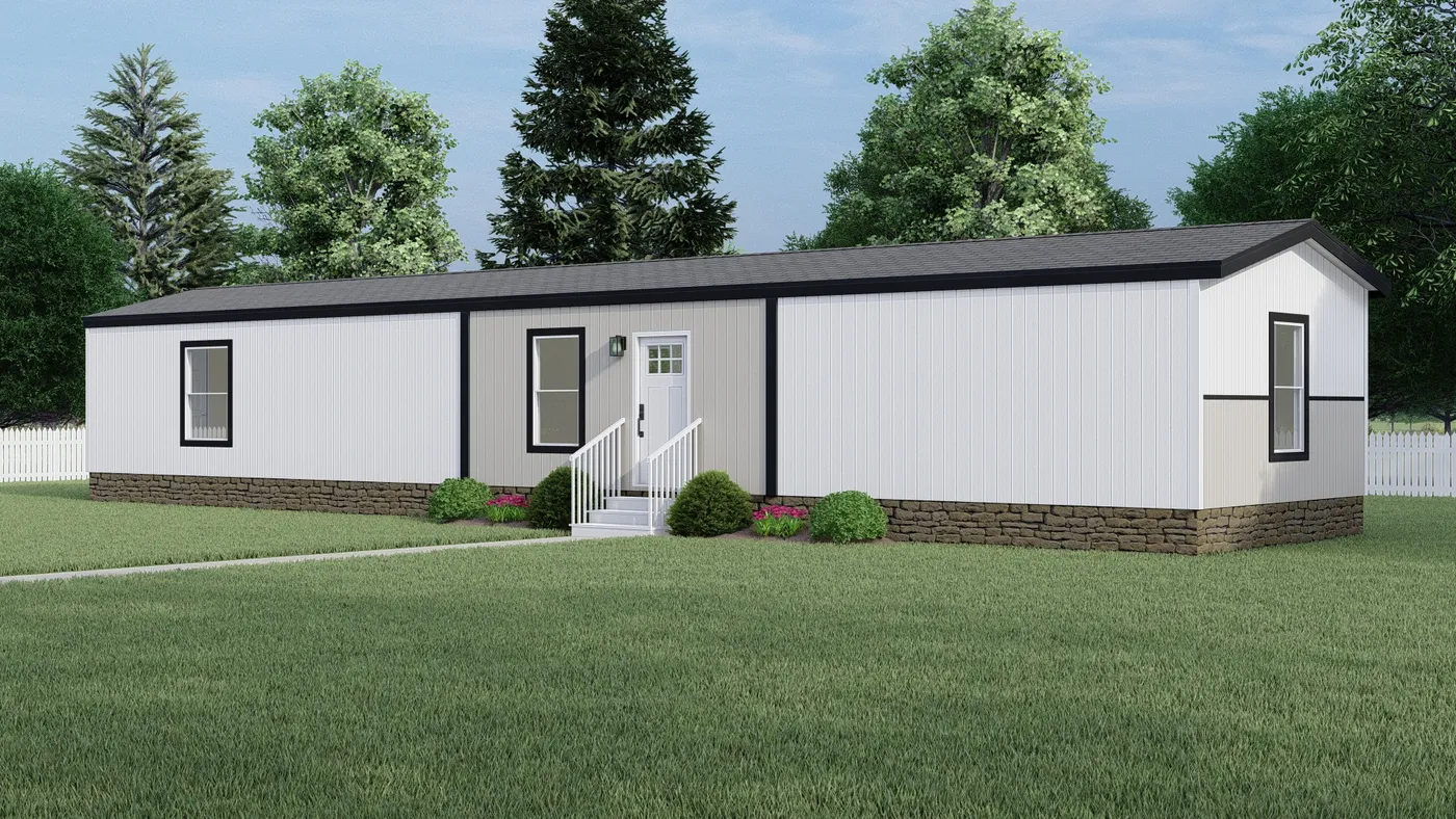 Colonial - TulleWhite. The CLARK Exterior. This Manufactured Mobile Home features 3 bedrooms and 2 baths.