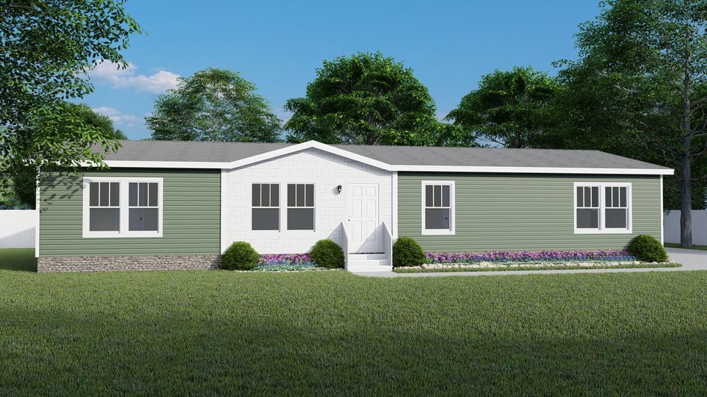 The 4215 "SUNRISE" 6428 Exterior. This Manufactured Mobile Home features 3 bedrooms and 2 baths.