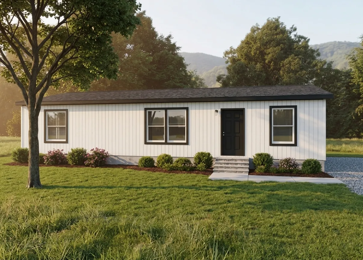 The SLE 481F Exterior. This Manufactured Mobile Home features 3 bedrooms and 2 baths.