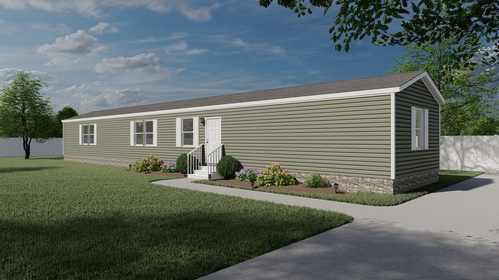 The MAJOR Exterior. This Manufactured Mobile Home features 3 bedrooms and 2 baths.
