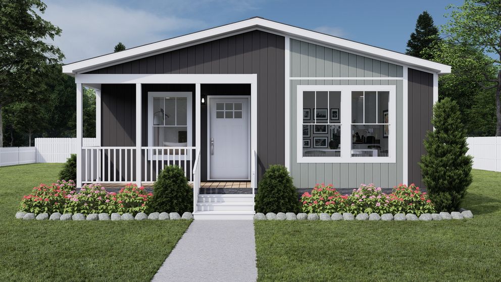 The STAYIN' ALIVE Exterior. This Manufactured Mobile Home features 3 bedrooms and 2 baths.